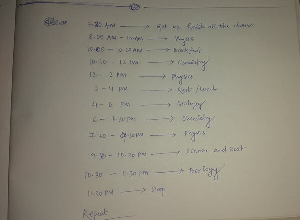 6 months timetable for NEET.